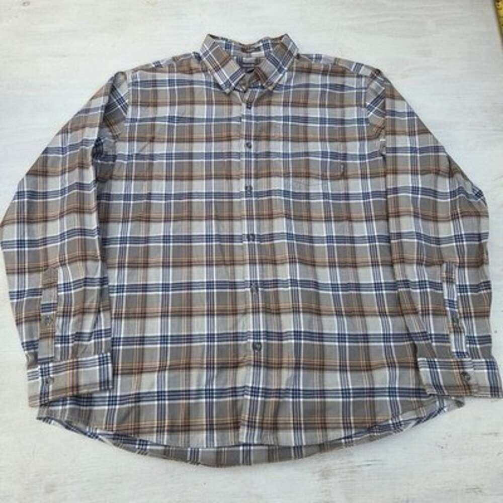 Eddie Bauer Shirt Mens 2XL Multicolor Plaid Classic Fit Outdoor Pocket Button Up
